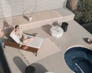 Francis Outdoor Lounger in palisades and black frame Francis Outdoor Lounger in palisades and black frame