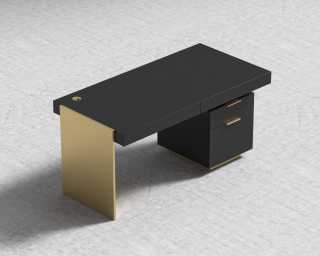 Arlo Desk - Brushed Brass - Black Oak Arlo Desk - Brushed Brass - Black Oak