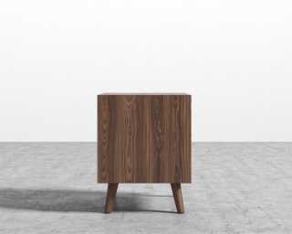 Asher Double Drawer Nightstand-Brushed Brass-Walnut Asher Double Drawer Nightstand-Brushed Brass-Walnut