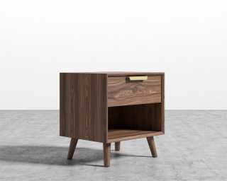 Asher Single Drawer NightStand-Walnut Asher Single Drawer NightStand-Walnut
