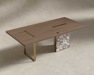 Augustus Desk - 88" - Walnut Veneer - Viola Marble Base Augustus Desk - 88" - Walnut Veneer - Viola Marble Base