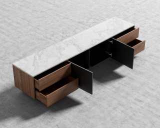 Augustus TV Stand - White Marble Augustus TV Stand - White Marble