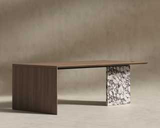 Gia Desk - 88in - Walnut Top - Viola Base Gia Desk - 88in - Walnut Top - Viola Base