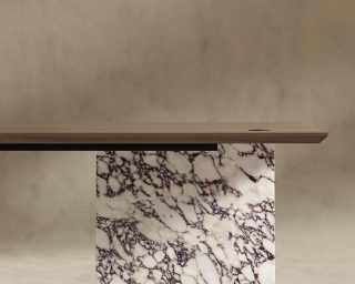 Gia Desk - 88in - Walnut Top - Viola Base Gia Desk - 88in - Walnut Top - Viola Base