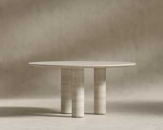 Maximus Round Table - White Travertine Maximus Round Table - White Travertine