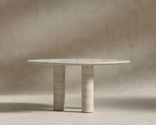 Maximus Round Table - White Travertine Maximus Round Table - White Travertine