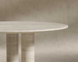 Maximus Round Table - White Travertine Maximus Round Table - White Travertine