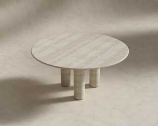 Maximus Round Table - White Travertine Maximus Round Table - White Travertine