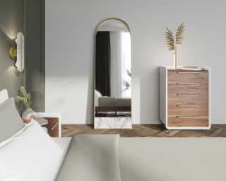 Mikkel Bed Scene - walnut/alesund- Featuring grayson dresser