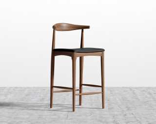 Elbow Counter Stool - Walnut Stain - Trento Jet Black Elbow Counter Stool - Walnut Stain - Trento Jet Black
