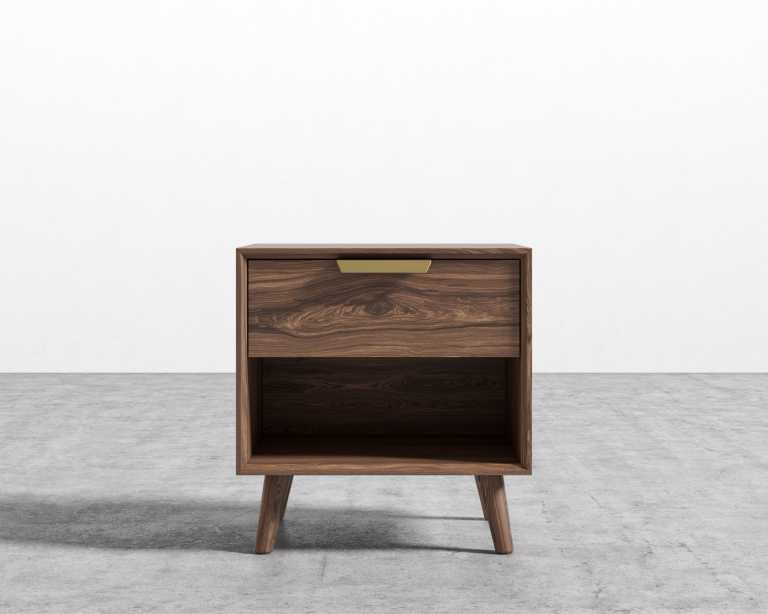 Asher Single Drawer NightStand-Walnut Asher Single Drawer NightStand-Walnut