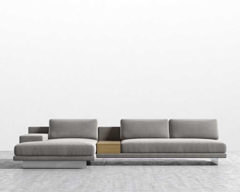 Dresden Sectional Sofa - Ash Side Table - Plush Velvet - Dusk Dresden Sectional Sofa - Ash Side Table - Plush Velvet - Dusk