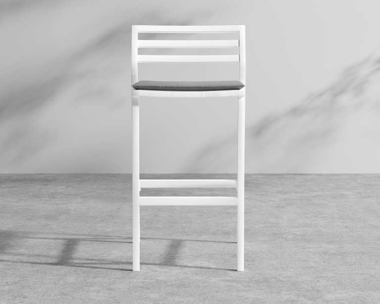 Linnea Outdoor Barstool - White Frame - Encino Linnea Outdoor Barstool - White Frame - Encino