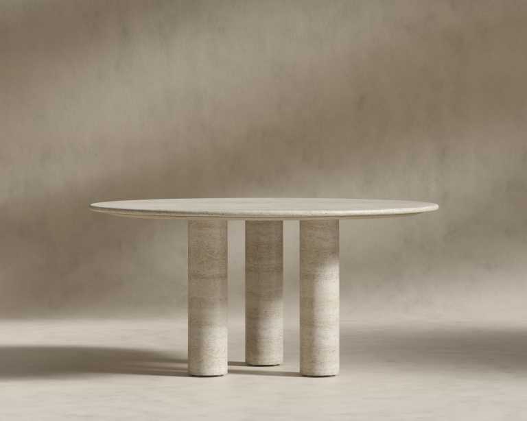 Maximus Round Table - White Travertine Maximus Round Table - White Travertine