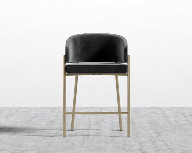 Solana_Counter_Stool_Brass_Plush_Velvet - Black Solana_Counter_Stool_Brass_Plush_Velvet - Black